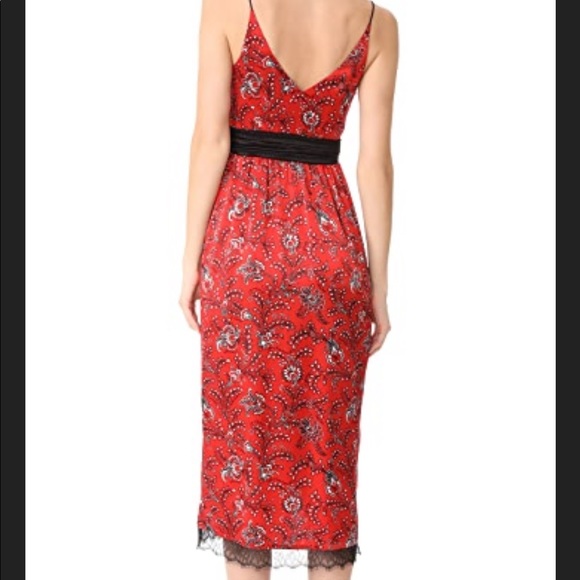 Cinq a Sept Red and Black Midi Dress - Picture 3 of 7